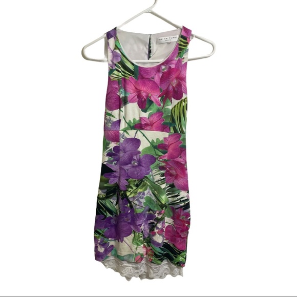 Tina Turk floral keyhole back lacy slip on dress size 2 - Picture 11 of 13